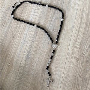 Newsuperman symbolic crystal cross rosary necklace